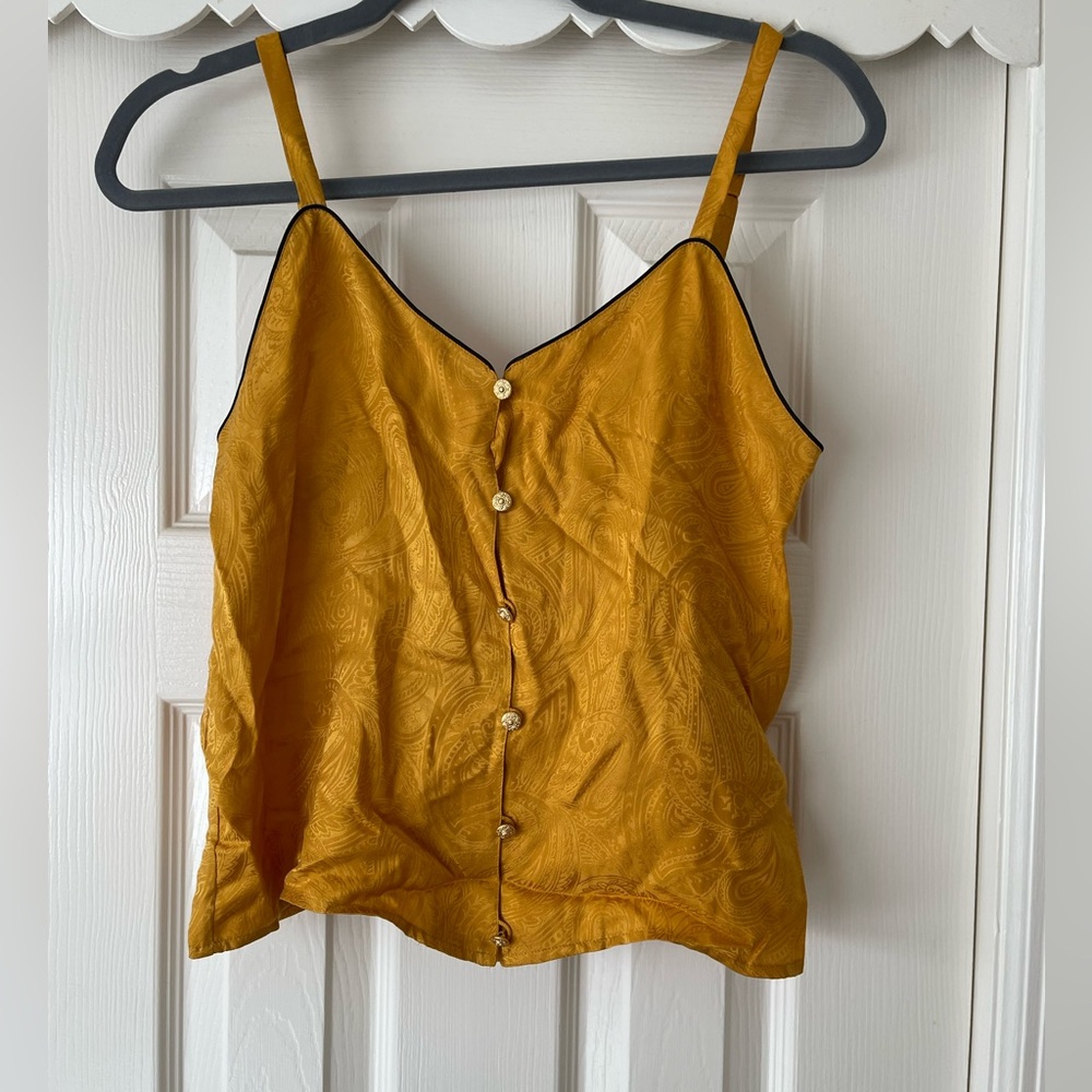 Mustard Yellow Button-Down Camisole Top